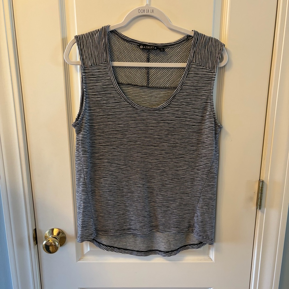 Athleta Black and White Striped Women's Top Size Medium